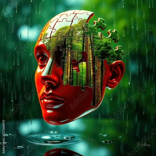 A Picture of a human head with jigsaw peices showing another level of creative things in mind
