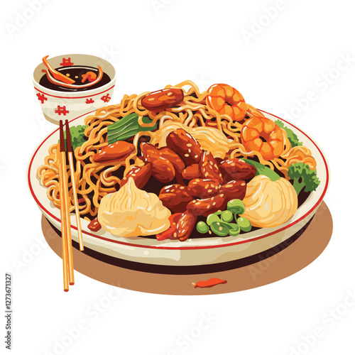 food, chinese, asian, background, restaurant, cooking, meal, design, cuisine, delicious, gourmet, dinner, dish, asia, plate, tasty, noodle, yellow, lunch, thai, traditional, vegetable, vector, table, 
