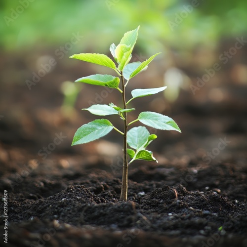Planting a young sapling forest nature photography outdoor setting close-up view growth and sustainability