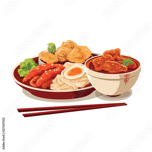 food, chinese, asian, background, restaurant, cooking, meal, design, cuisine, delicious, gourmet, dinner, dish, asia, plate, tasty, noodle, yellow, lunch, thai, traditional, vegetable, vector, table, 