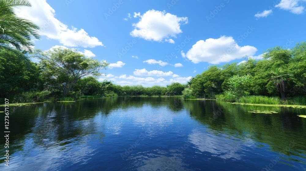Fototapeta premium Serene Lake in Lush Forest