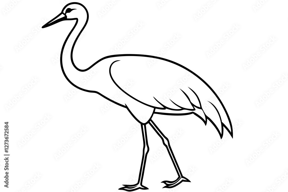 Obraz premium Minimal Crane Line Art