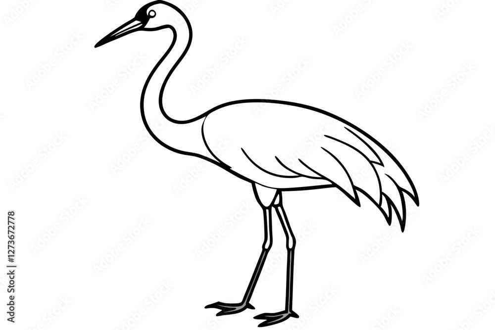 Obraz premium Minimal Crane Line Art