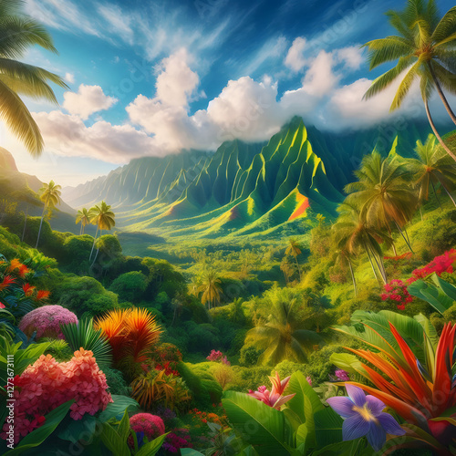 Stunning Hawaiian Landscape with Tropical Scenery