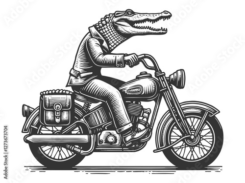 Alligator Riding Motorcycle vector illustration