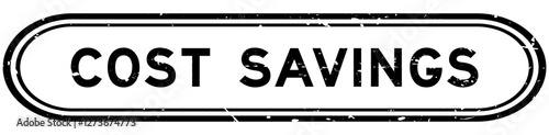 Grunge black cost savings word rubber seal stamp on white background