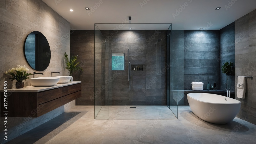 Fototapeta premium Floor-to-ceiling glass offering a seamless indoor-outdoor connection