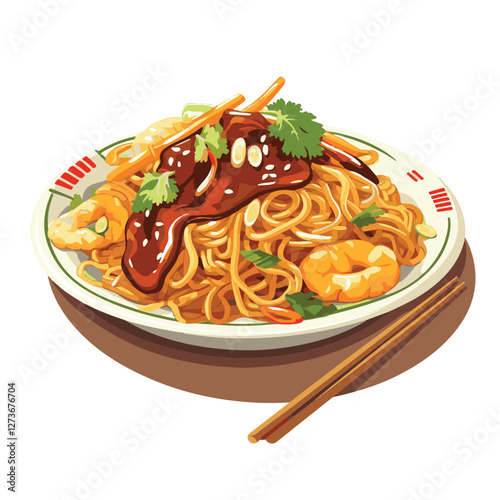 food, chinese, asian, background, restaurant, cooking, meal, design, cuisine, delicious, gourmet, dinner, dish, asia, plate, tasty, noodle, yellow, lunch, thai, traditional, vegetable, vector, table, 