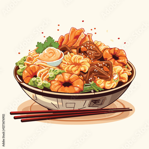 food, chinese, asian, background, restaurant, cooking, meal, design, cuisine, delicious, gourmet, dinner, dish, asia, plate, tasty, noodle, yellow, lunch, thai, traditional, vegetable, vector, table, 