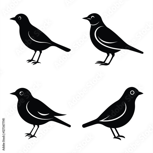 Graceful Lark Bird Icon  White Background Vector.