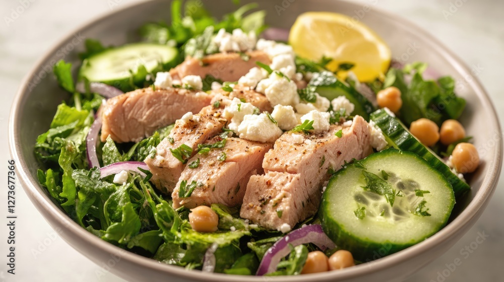 Grilled Chicken Salad with Cucumber, Chickpeas & Feta Grilled Chicken Salad with Cucumber, Chickpeas & Feta