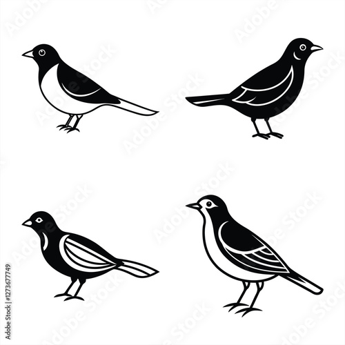 Graceful Lark Bird Icon  White Background Vector.
