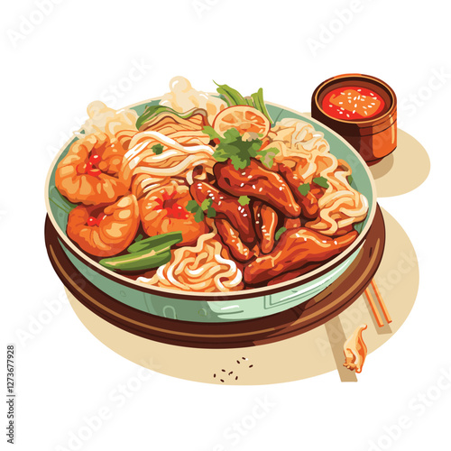 food, chinese, asian, background, restaurant, cooking, meal, design, cuisine, delicious, gourmet, dinner, dish, asia, plate, tasty, noodle, yellow, lunch, thai, traditional, vegetable, vector, table, 