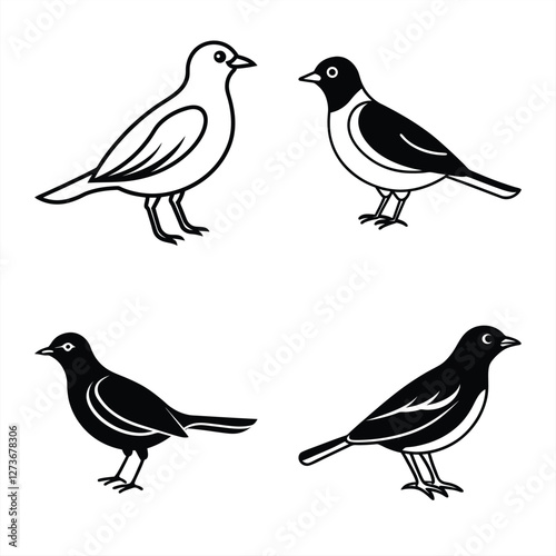 Graceful Lark Bird Icon  White Background Vector.