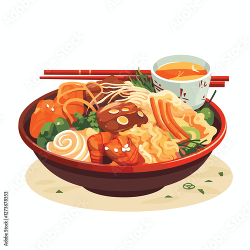 food, chinese, asian, background, restaurant, cooking, meal, design, cuisine, delicious, gourmet, dinner, dish, asia, plate, tasty, noodle, yellow, lunch, thai, traditional, vegetable, vector, table, 