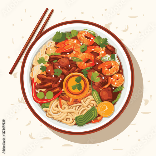 food, chinese, asian, background, restaurant, cooking, meal, design, cuisine, delicious, gourmet, dinner, dish, asia, plate, tasty, noodle, yellow, lunch, thai, traditional, vegetable, vector, table, 