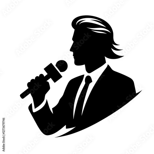 Male singer holding microphone silhouette