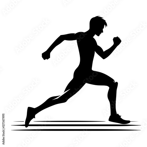 Runner sprinting forward silhouette