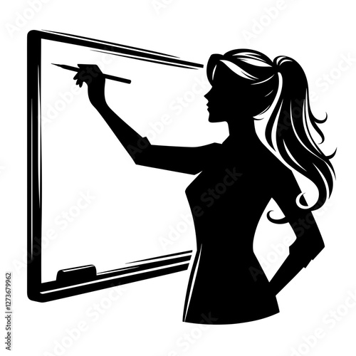 Teacher writing on a board silhouette