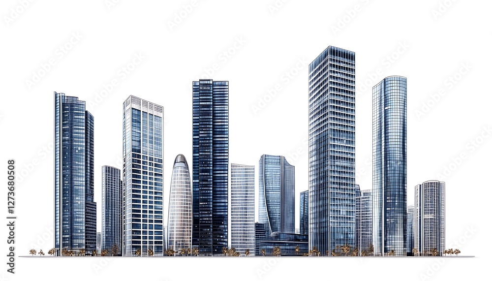 Fototapeta premium Cityscape skyline, modern buildings, urban development