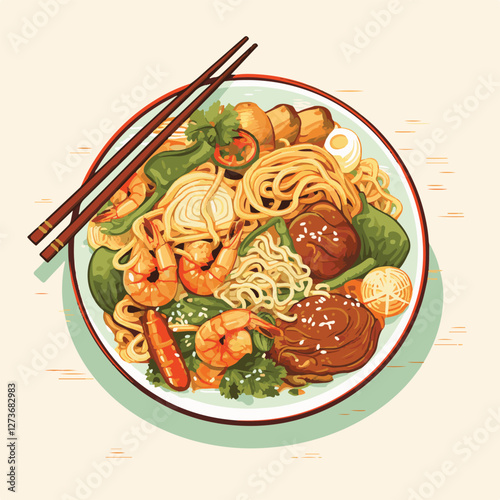 food, chinese, asian, background, restaurant, cooking, meal, design, cuisine, delicious, gourmet, dinner, dish, asia, plate, tasty, noodle, yellow, lunch, thai, traditional, vegetable, vector, table, 