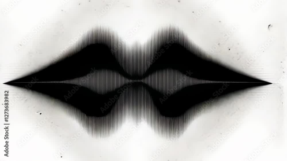Abstract black and white wave pattern created by sound vibrations captured in a unique artistic design