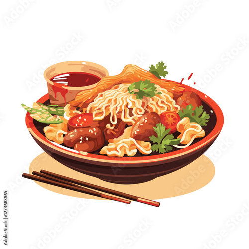 food, chinese, asian, background, restaurant, cooking, meal, design, cuisine, delicious, gourmet, dinner, dish, asia, plate, tasty, noodle, yellow, lunch, thai, traditional, vegetable, vector, table, 