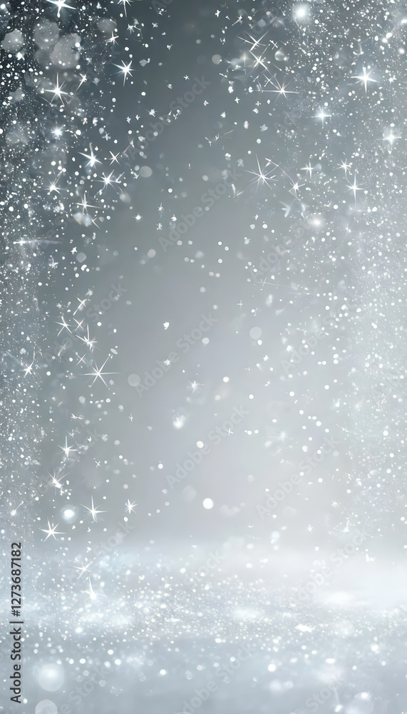 Light gray shiny silver background texture and sparkle paper for Christmas party, seasonal greetings, wedding decor design elements, abstract art.
