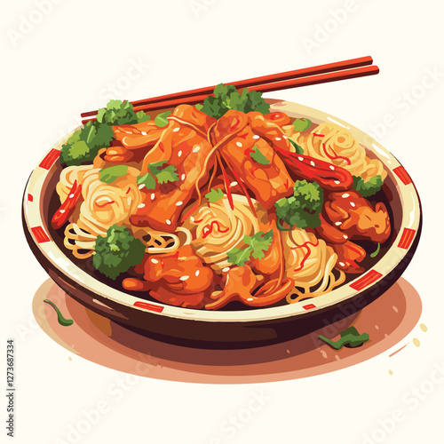 food, chinese, asian, background, restaurant, cooking, meal, design, cuisine, delicious, gourmet, dinner, dish, asia, plate, tasty, noodle, yellow, lunch, thai, traditional, vegetable, vector, table, 