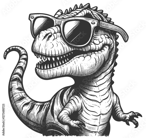 Cool T-Rex Wearing Sunglasses vector illustration