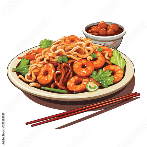 food, chinese, asian, background, restaurant, cooking, meal, design, cuisine, delicious, gourmet, dinner, dish, asia, plate, tasty, noodle, yellow, lunch, thai, traditional, vegetable, vector, table, 