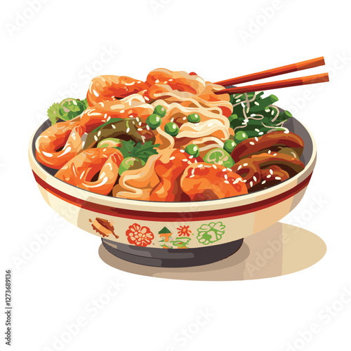 food, chinese, asian, background, restaurant, cooking, meal, design, cuisine, delicious, gourmet, dinner, dish, asia, plate, tasty, noodle, yellow, lunch, thai, traditional, vegetable, vector, table, 