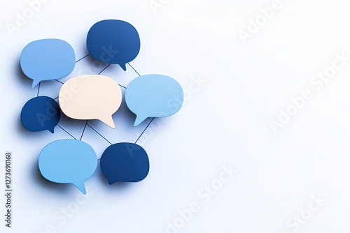 Colorful speech bubble icons connected on a white background, symbolizing communication and social interaction in digital contexts.