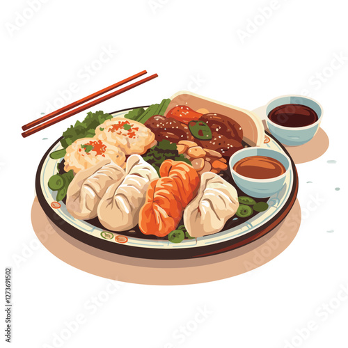 food, chinese, asian, background, restaurant, cooking, meal, design, cuisine, delicious, gourmet, dinner, dish, asia, plate, tasty, noodle, yellow, lunch, thai, traditional, vegetable, vector, table, 