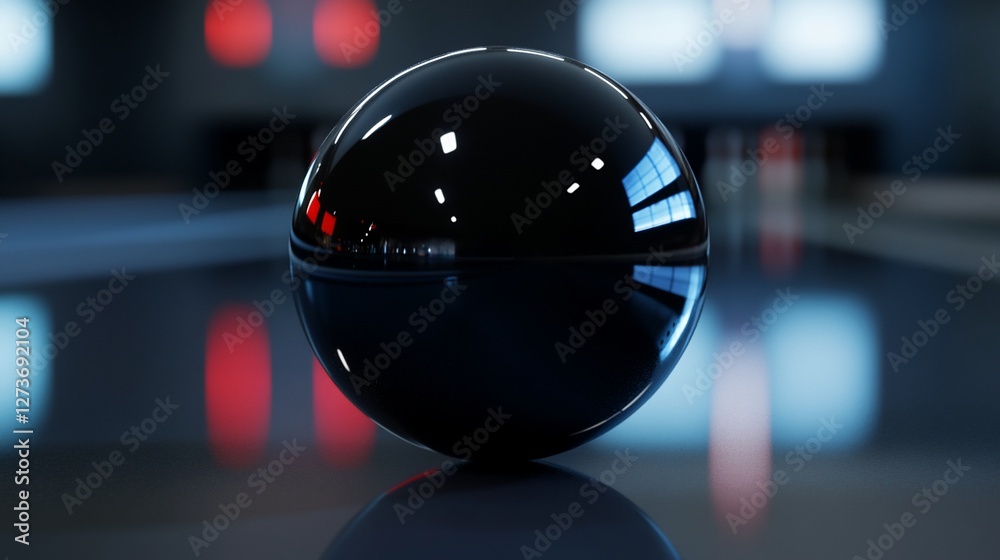 Obraz premium Reflective Sphere in a Dark Ambiance: A Study in Light and Shadow