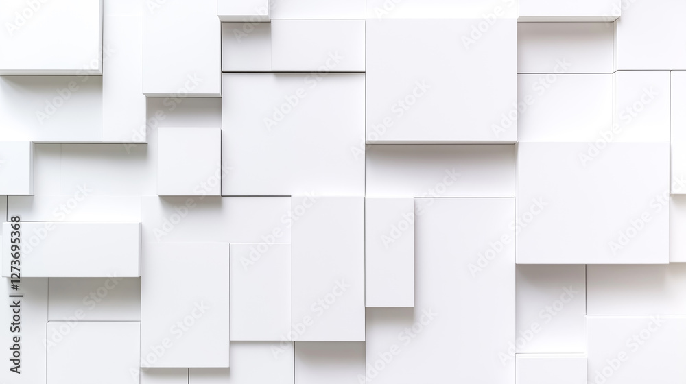 White wall abstract background with square geometrical forms pattern White wall abstract background with square geometrical forms pattern