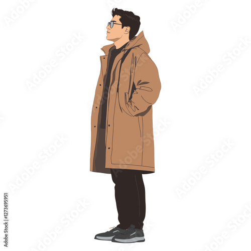 A man wearing jacket illustration glasses coat vector