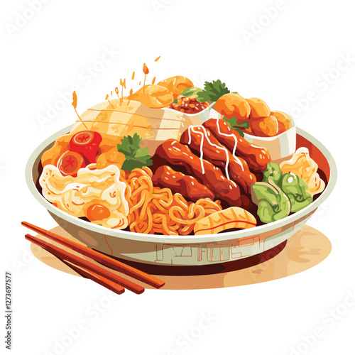 food, chinese, asian, background, restaurant, cooking, meal, design, cuisine, delicious, gourmet, dinner, dish, asia, plate, tasty, noodle, yellow, lunch, thai, traditional, vegetable, vector, table, 