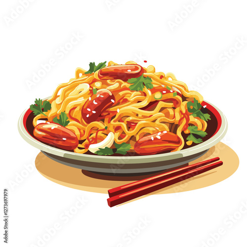 food, chinese, asian, background, restaurant, cooking, meal, design, cuisine, delicious, gourmet, dinner, dish, asia, plate, tasty, noodle, yellow, lunch, thai, traditional, vegetable, vector, table, 