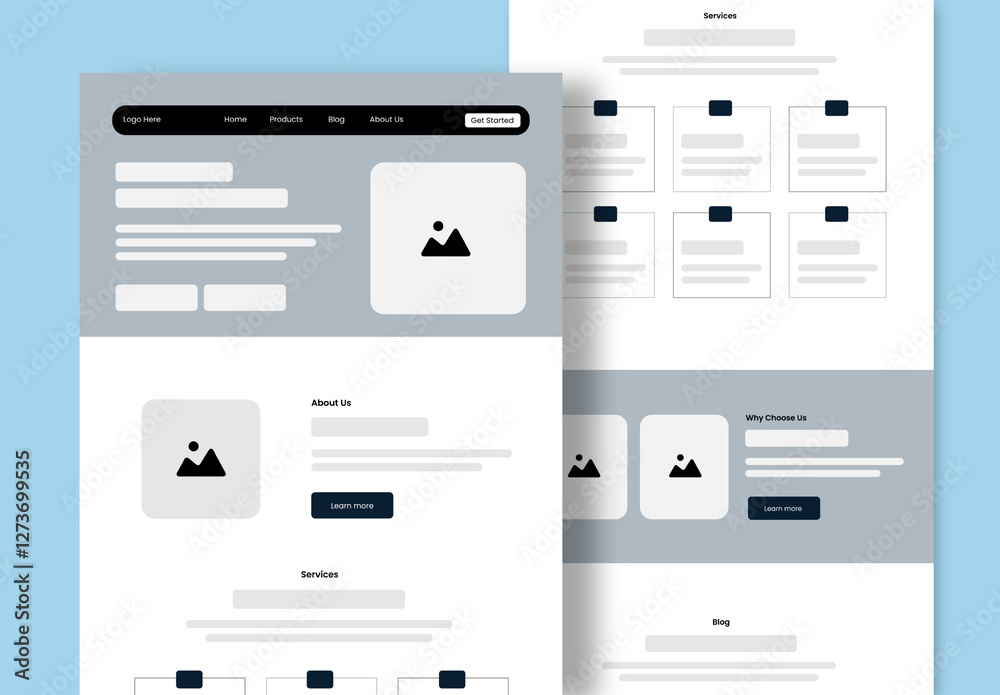 Architecture Wireframe Design Layout Stock Template | Adobe Stock