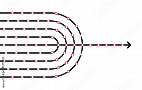 Abstract arrow direction. Business investment to success. financial data graph strategy. Connect lines and dots. Technology background. High speed.