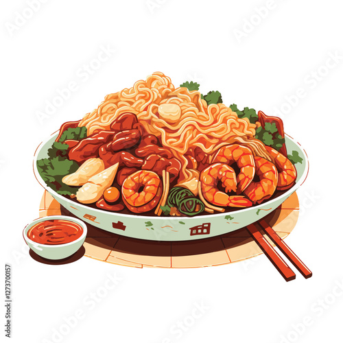 food, chinese, asian, background, restaurant, cooking, meal, design, cuisine, delicious, gourmet, dinner, dish, asia, plate, tasty, noodle, yellow, lunch, thai, traditional, vegetable, vector, table, 
