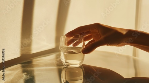 Withdrawal symptoms lead to dehydration. A person reaching for a glass of water, visibly parched