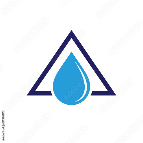 water drop with triangle vector logo design icon.