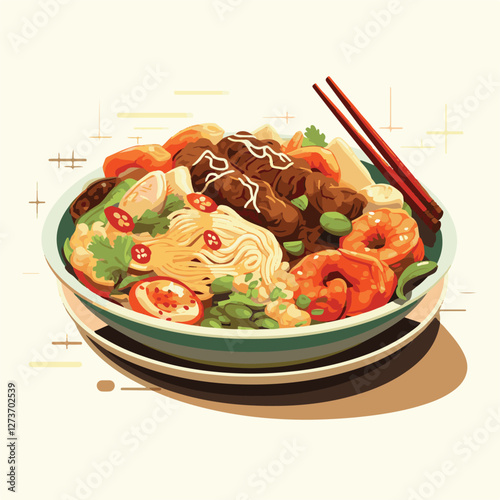 food, chinese, asian, background, restaurant, cooking, meal, design, cuisine, delicious, gourmet, dinner, dish, asia, plate, tasty, noodle, yellow, lunch, thai, traditional, vegetable, vector, table, 