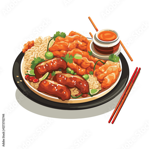 food, chinese, asian, background, restaurant, cooking, meal, design, cuisine, delicious, gourmet, dinner, dish, asia, plate, tasty, noodle, yellow, lunch, thai, traditional, vegetable, vector, table, 