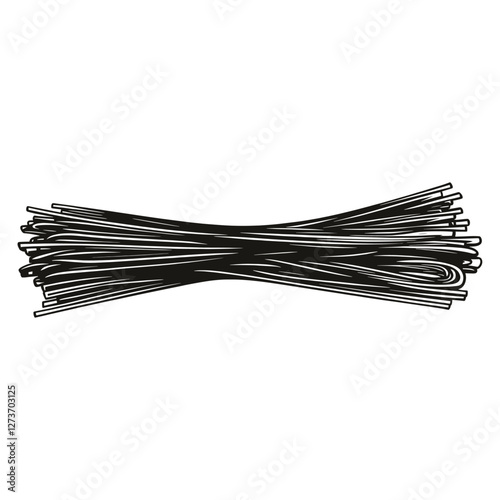 Simple pasta linear illustration black white vector