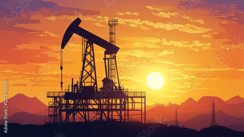 Oil extraction platform vector illustration