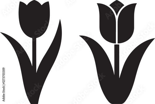 Tulip Flower Silhouette art Illustration.