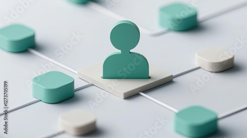 Stylized representation of a person amidst a network of connections, ideal for illustrating social interactions in a professional environment.